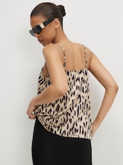 River Island Brown Satin Leopard Print Cowl Neck Cami Top - Image 2 of 4