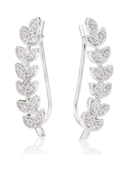 Beaverbrooks Silver Cubic Zirconia Leaf Climber Earrings - Image 1 of 3