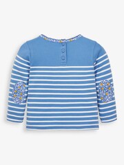 JoJo Maman Bébé Blue Girls Cat Pocket Breton Top - Image 2 of 3