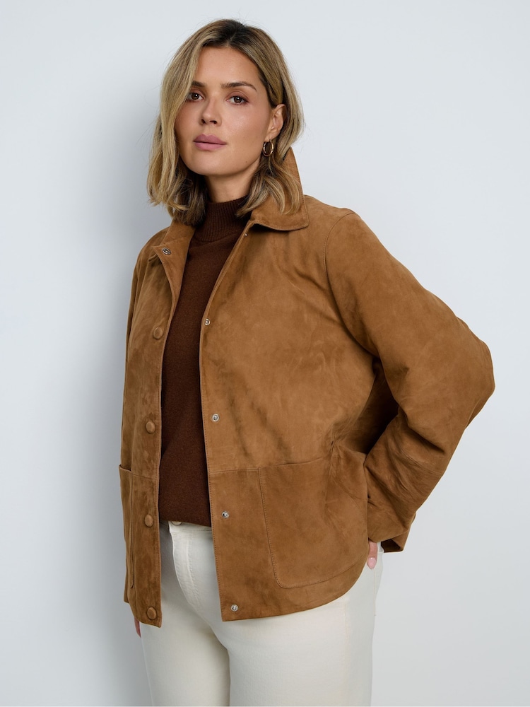Live Unlimited Brown Suede Button Through Jacket - Image 1 of 7 Live Unlimited Brown Suede Button Through Jacket - Image 1 of 7