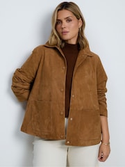 Live Unlimited Brown Suede Button Through Jacket - Image 3 of 7
