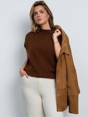 Live Unlimited Brown Suede Button Through Jacket - Image 6 of 7