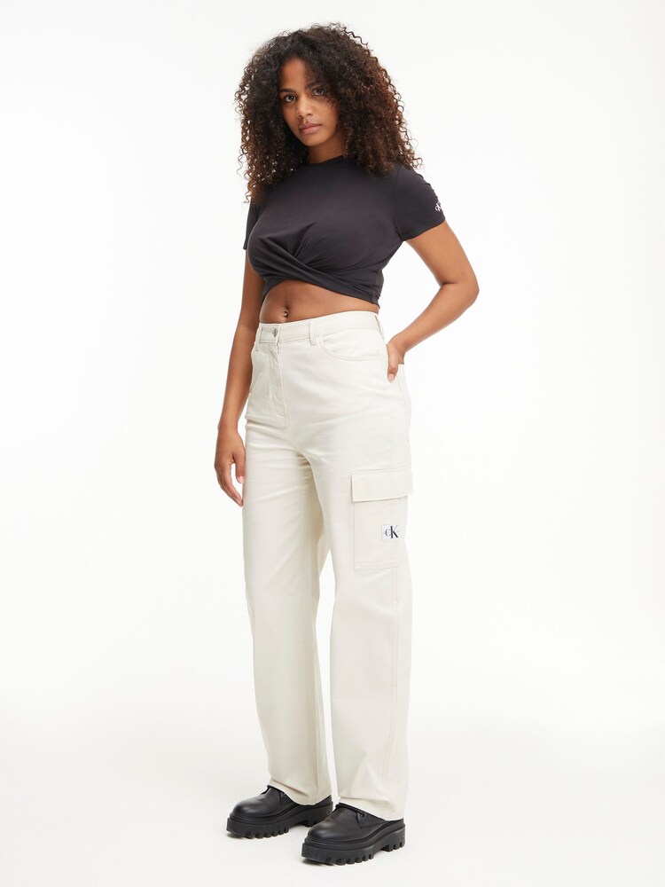 Calvin Klein Jeans High Rise Straight Twill Trousers - Image 1 of 4