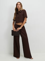 River Island Brown Short Sleeve Cropped Jacket - Image 3 of 4