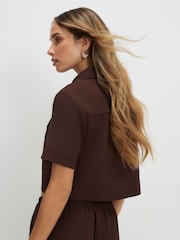 River Island Brown Short Sleeve Cropped Jacket - Image 4 of 4