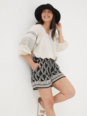 FatFace Black Mono Geo Flippy Shorts - Image 3 of 5