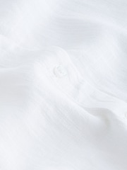 White Linen Blend Button Down Relaxed Sleeve Top - Image 6 of 6