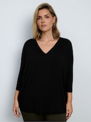 Live Unlimited Black Jersey V-Neck Top - Image 1 of 5