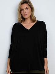 Live Unlimited Black Jersey V-Neck Top - Image 3 of 5