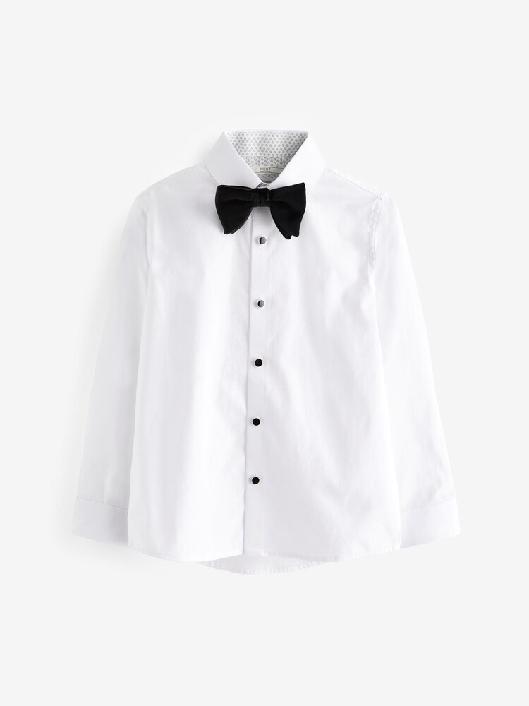 White Long Sleeve Smart Shirt With Bow Tie (3-16yrs) - Image 1 of 4