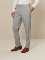 Grey Tailored Fit Textured Suit Trousers - Image 1 of 8