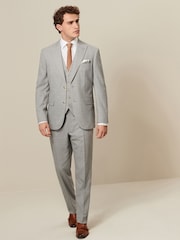 Grey Tailored Fit Textured Suit Trousers - Image 2 of 8