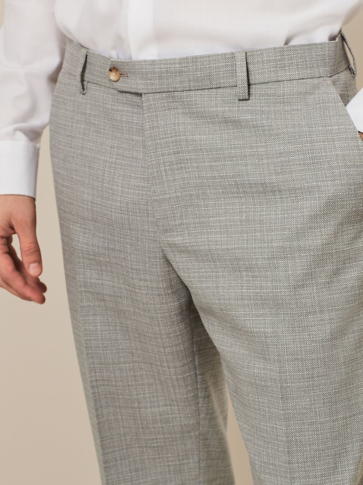Grey Tailored Fit Textured Suit Trousers - Image 4 of 8