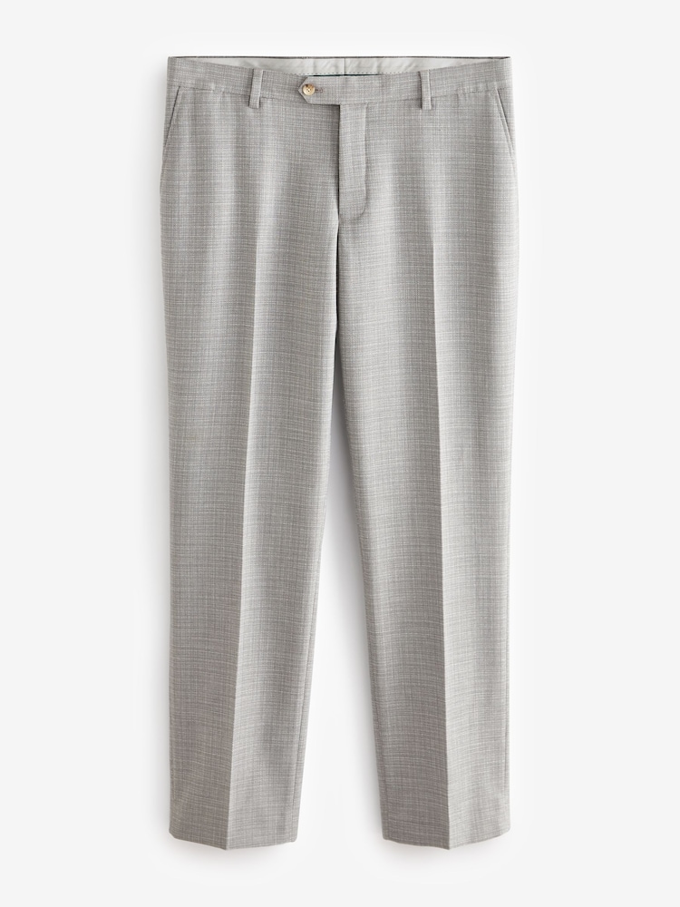Grey Tailored Fit Textured Suit Trousers - Image 5 of 8