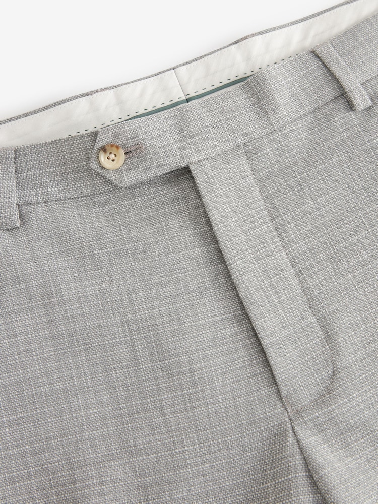 Grey Tailored Fit Textured Suit Trousers - Image 6 of 8