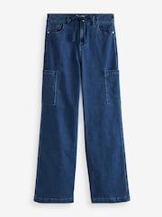 bleu foncé - Pantalon de jogging confortable en jean brossé à jambes larges - Image 2 of 5