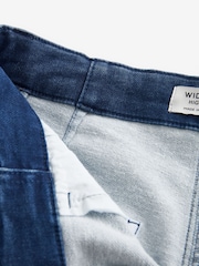bleu foncé - Pantalon de jogging confortable en jean brossé à jambes larges - Image 3 of 5