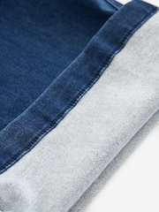 bleu foncé - Pantalon de jogging confortable en jean brossé à jambes larges - Image 4 of 5