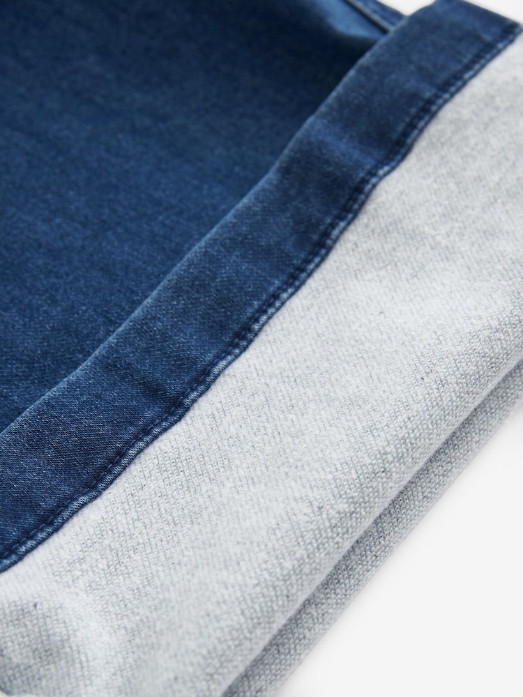 bleu foncé - Pantalon de jogging confortable en jean brossé à jambes larges - Image 4 of 5