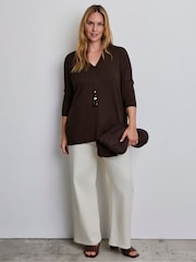 Live Unlimited Brown Jersey V-Neck Top - Image 1 of 4