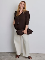 Live Unlimited Brown Jersey V-Neck Top - Image 4 of 4