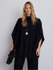 Live Unlimited Black Fringe Poncho - Image 1 of 6