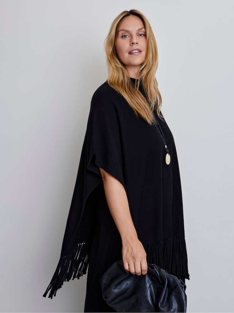 Live Unlimited Black Fringe Poncho - Image 2 of 6 Live Unlimited Black Fringe Poncho - Image 2 of 6