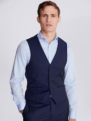 MOSS Ink Blue Slim London Suit: Waistcoat - Image 1 of 4