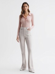 Reiss Blush Sienna Ribbed Space Wool Polo Shirt - Image 6 of 10