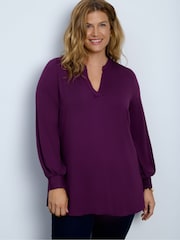 Live Unlimited Purple Jersey Nehru Collar Tunic - Image 1 of 5