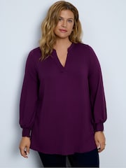 Live Unlimited Purple Jersey Nehru Collar Tunic - Image 3 of 5