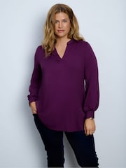 Live Unlimited Purple Jersey Nehru Collar Tunic - Image 4 of 5