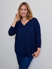 Live Unlimited Blue Jersey V-Neck Top - Image 1 of 5