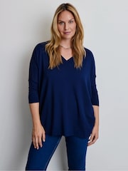 Live Unlimited Blue Jersey V-Neck Top - Image 3 of 5