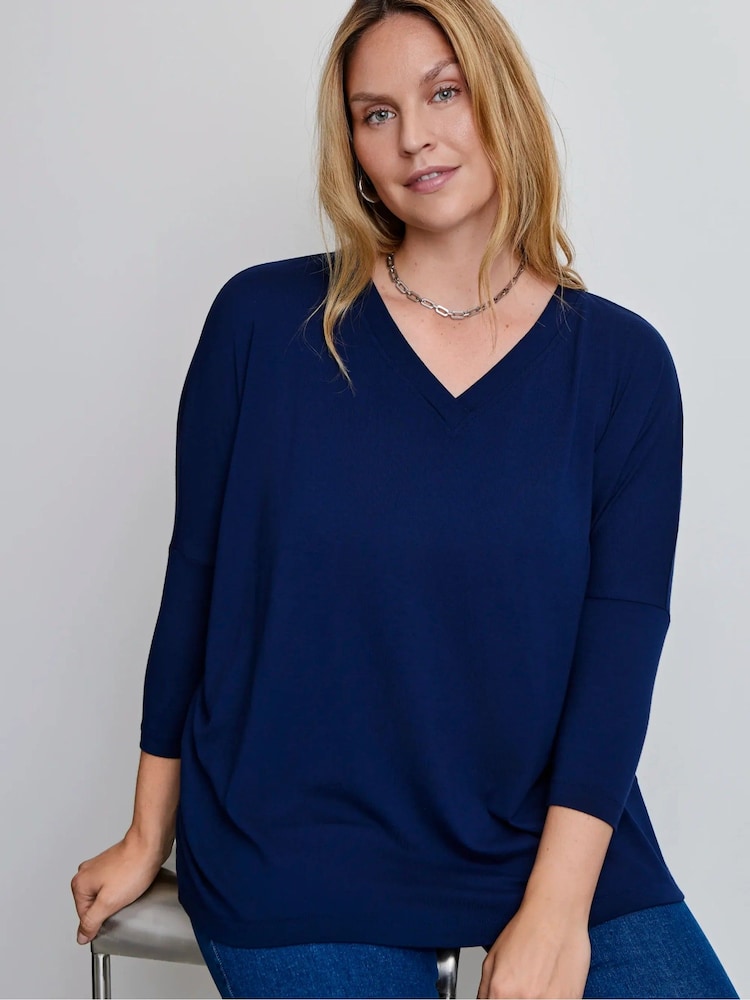 Live Unlimited Blue Jersey V-Neck Top - Image 5 of 5 Live Unlimited Blue Jersey V-Neck Top - Image 5 of 5