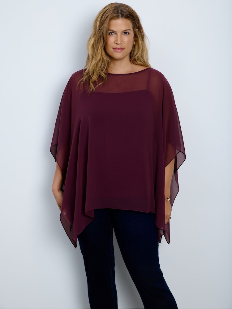 Crveno - Live Unlimited Cape Overlay Poncho - Slika 1 od 3 Crveno - Live Unlimited Cape Overlay Poncho - Slika 1 od 3