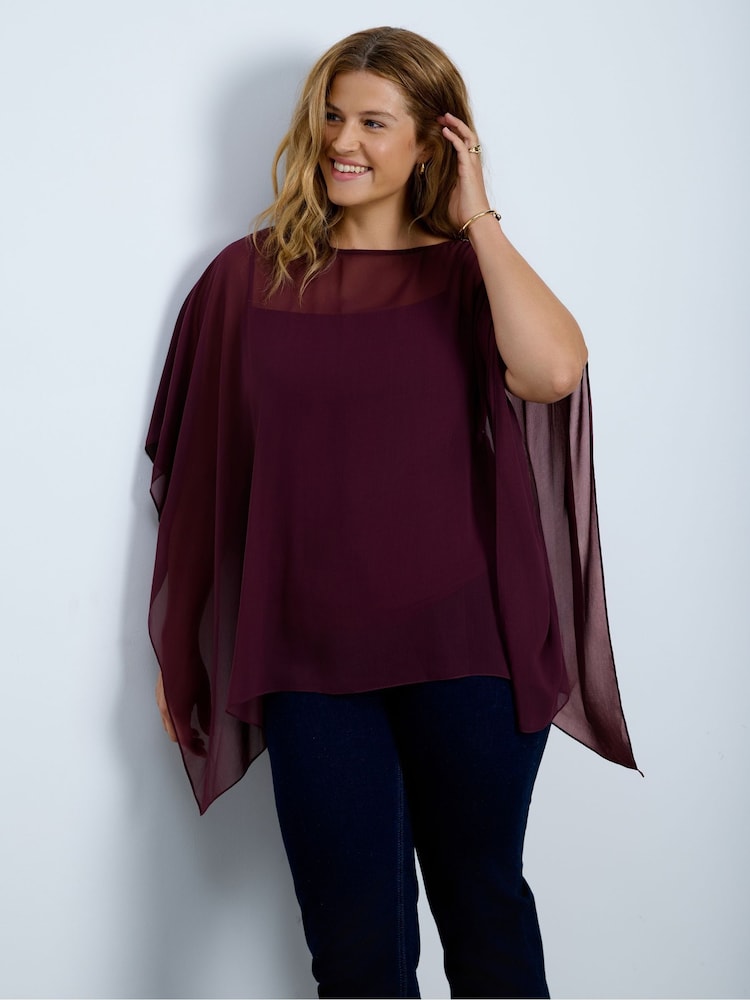 Crveno - Live Unlimited Cape Overlay Poncho - Slika 2 od 3 Crveno - Live Unlimited Cape Overlay Poncho - Slika 2 od 3