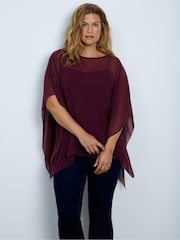 Crveno - Live Unlimited Cape Overlay Poncho - Slika 3 od 3