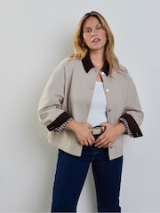 Live Unlimited Cream Oatmeal Cord Collar Jacket - Image 3 of 7