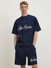 River Island Blue Regular Fit  Ame Saint Shorts - Image 1 of 4