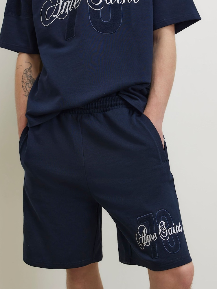 River Island Blue Regular Fit Ame Saint Shorts - Image 2 of 4 River Island Blue Regular Fit Ame Saint Shorts - Image 2 of 4
