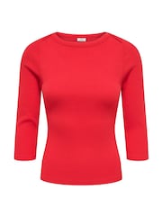 JDY Red Bright Red 3/4 Sleeve Fitted Jersey Top - Image 5 of 6