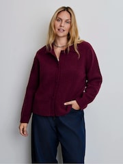 Live Unlimited Burgundy Red Polo Collar Cardigan - Image 1 of 5