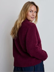 Live Unlimited Burgundy Red Polo Collar Cardigan - Image 2 of 5