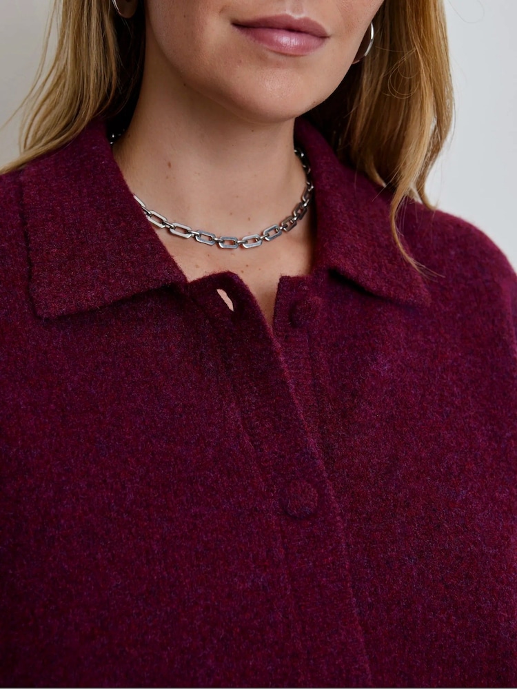Live Unlimited Burgundy Red Polo Collar Cardigan - Image 5 of 5 Live Unlimited Burgundy Red Polo Collar Cardigan - Image 5 of 5