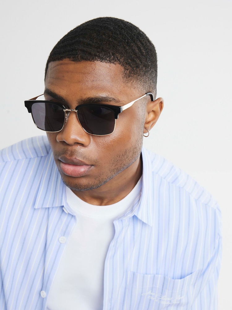 River Island Black Clubmaster Sunglasses - Image 1 of 4