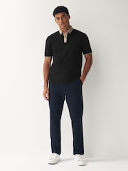 Black Check Short Sleeve Smart Collar Polo Shirt - Image 2 of 8