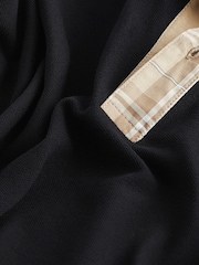 Black Check Short Sleeve Smart Collar Polo Shirt - Image 8 of 8