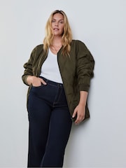 Live Unlimited Green Khaki Quilted Bomber Jacket - Image 3 of 4