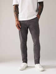 Grey Dark Skinny Fit Stretch Chino Trousers - Image 1 of 9